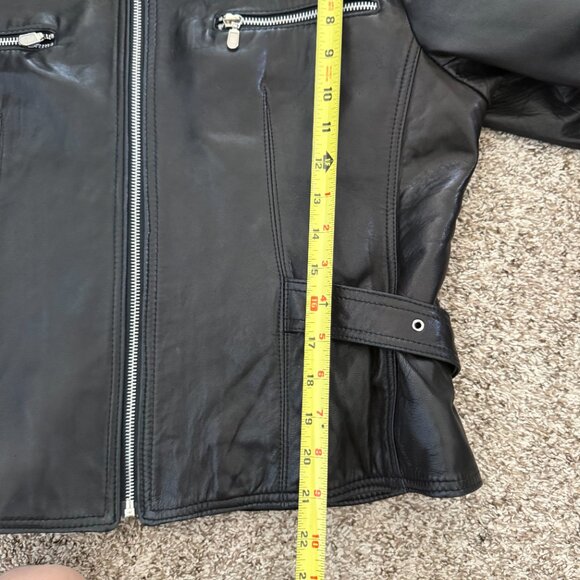 Vintage 90s Genuine Leather Boxy Jacket Laurence Roy sz Large Classic - Picture 15 of 15